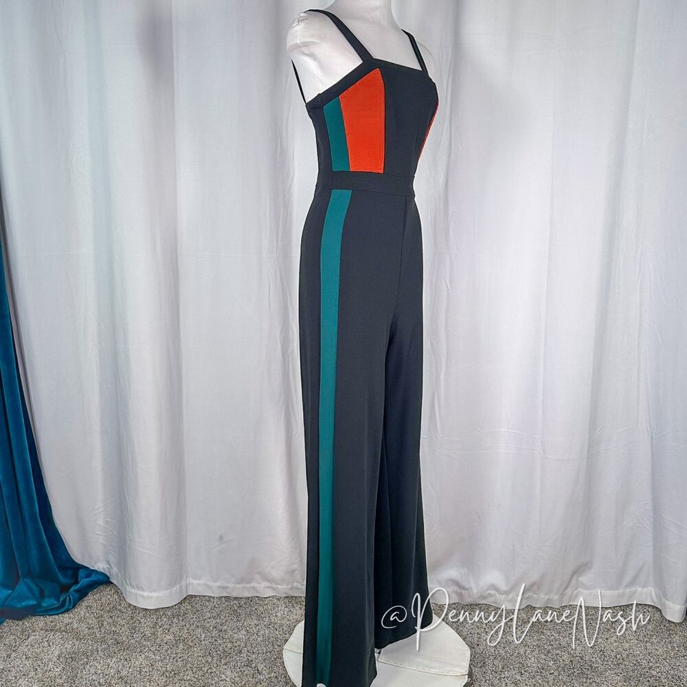Charlotte Russe Sleeveless Side Striped Jumpsuit Black - Picture 5 of 11